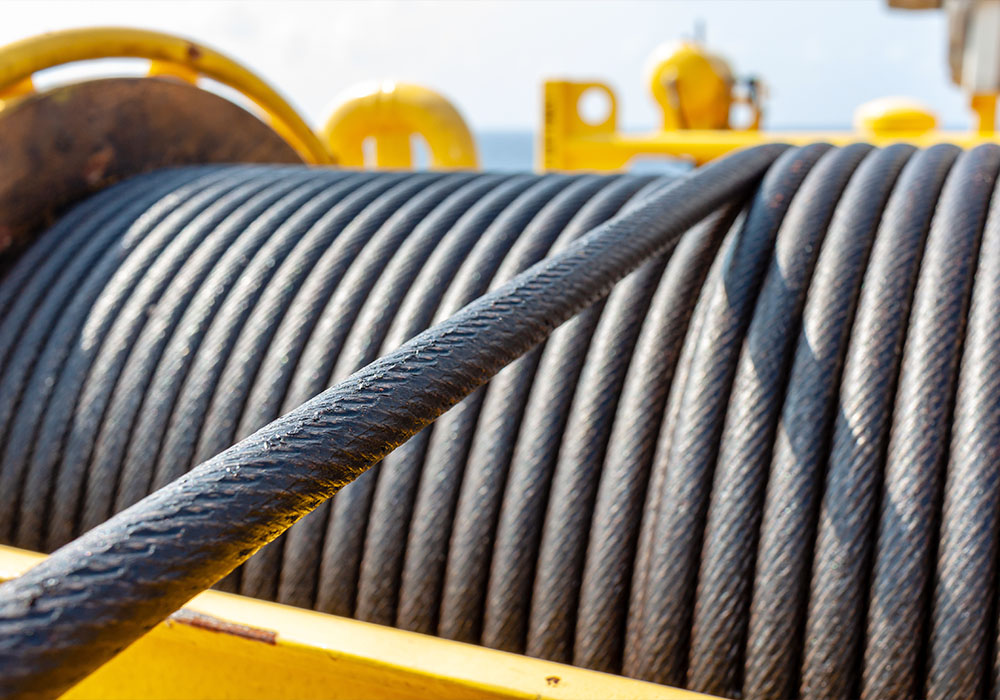 Wire rope on large equipment reel