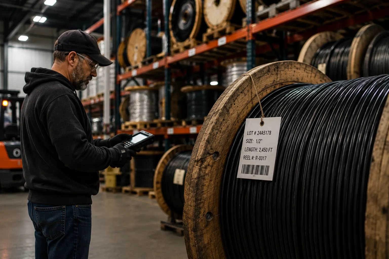 Why Manufacturers Lose Visibility and How to Fix It With ERP Software for Inventory 2 The Rubicon Group black cable reel warehouse inventory worker Rubicon ERP Solutions